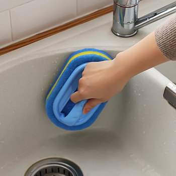 Сини многофункционални дръжки Гъба Четка Кухня Четка Гъба за почистване на баня Пластмасова дръжка Гъба Четка за дъно на вана