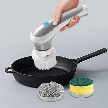 5-в-1 многофункционална електрическа четка за почистване Usb зареждане Четка за миене на баня Ръчна четка за почистване на кухня Домакински