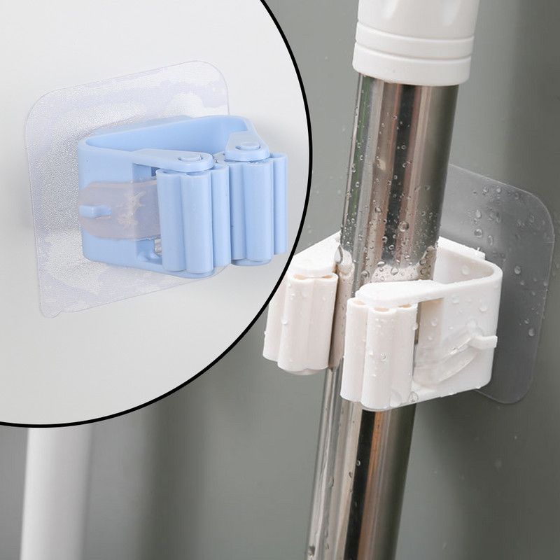 1 gab Sienas slotas turētājs Mopu pakaramais klipsis Glabāšanas plaukts Plastmasas organizators virtuves vannas istabas glabāšanas instrumentu piederumiem