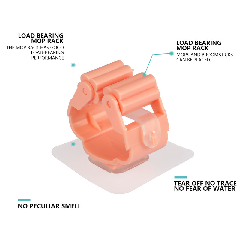 1 gab Sienas slotas turētājs Mopu pakaramais klipsis Glabāšanas plaukts Plastmasas organizators virtuves vannas istabas glabāšanas instrumentu piederumiem