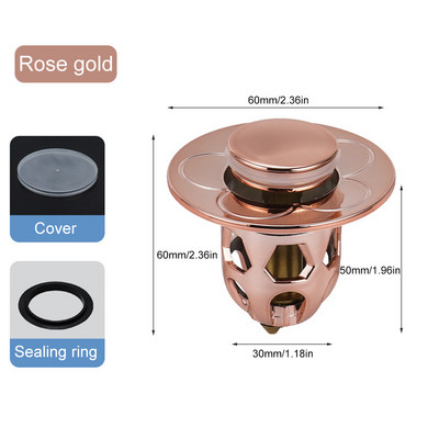 Naujas vonios kambario kriauklės išleidimo kamštis, skirtas 34–40 mm atšokančiam kriauklės išleidimo filtrui nuo užsikimšimo krepšelio sieteliui su plaukų gaudykle
