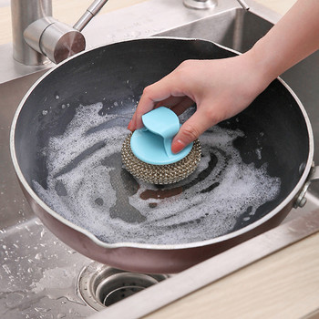 Βούρτσα καθαρισμού σφουγγάρι πλυσίματος Πιάτο Ισχυρό από ανοξείδωτο ατσάλι Μπολ Κουζίνα Κατσαρόλα Καθαριστικό Παράθυρο Εργαλεία Καθαρισμού Βούρτσας Κουζίνας