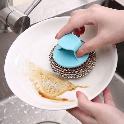 Washing Sponge Cleaning Brush Dish Strong Stainless Steel  Bowl  Kitchen Pot Pan Window Cleaner Tools Kitchen Clean Brush