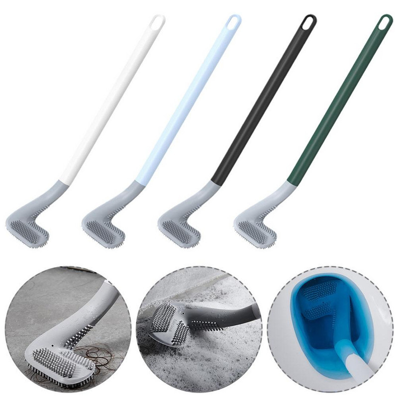 Savitljiva silikonska četka za WC školjku Fleksibilna glava četke s dugom drškom Četka za čišćenje WC školjke Alat za čišćenje kupaonice