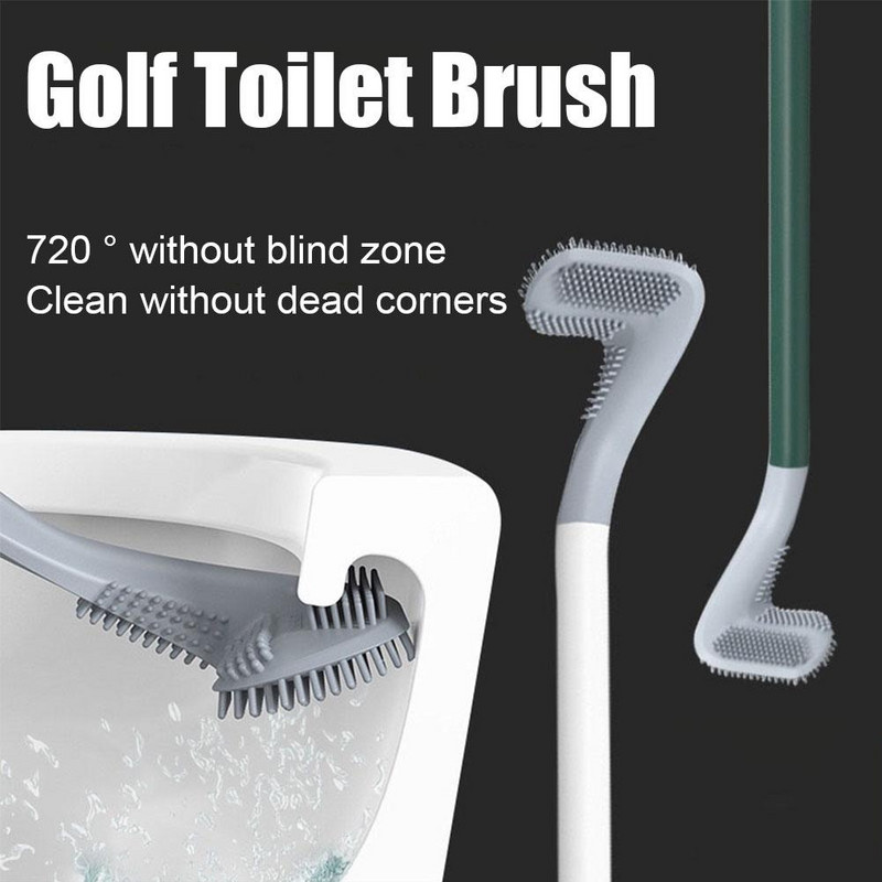 Savitljiva silikonska četka za WC školjku Fleksibilna glava četke s dugom drškom Četka za čišćenje WC školjke Alat za čišćenje kupaonice