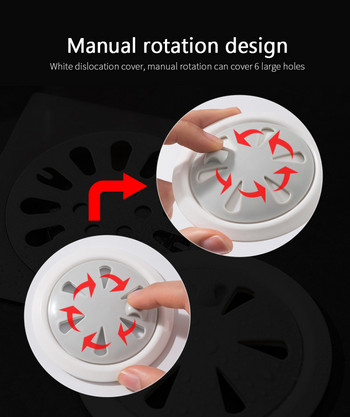 Въртящ се подов сифон Мивка Дренаж Цетка Антиблокиращ филтър Мрежа Баня Против косми Въртящ се превключвател Канализация против миризми Кухня