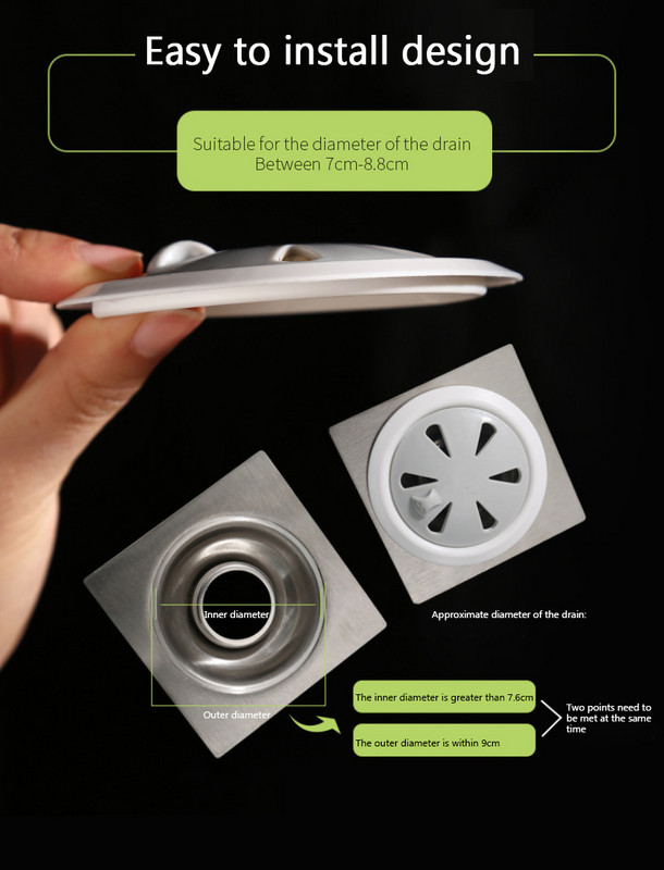 Rotējams grīdas drenāžas izlietnes notekas sietiņš pret bloķēšanu Filtrs Tīkls Vannas istaba Pretmatiņu Rotācijas slēdzis Kanalizācija Pretsmaržu virtuve