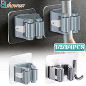 1/3/4Gb daudzfunkcionāli āķi pie sienas stiprināmi mopu uzglabāšanas plaukti slotas pakaramais āķis vannas istabai ūdensizturīgs sienas āķis virtuves glabāšanas rīks