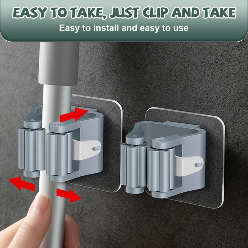 1/3/4Gb daudzfunkcionāli āķi pie sienas stiprināmi mopu uzglabāšanas plaukti slotas pakaramais āķis vannas istabai ūdensizturīgs sienas āķis virtuves glabāšanas rīks