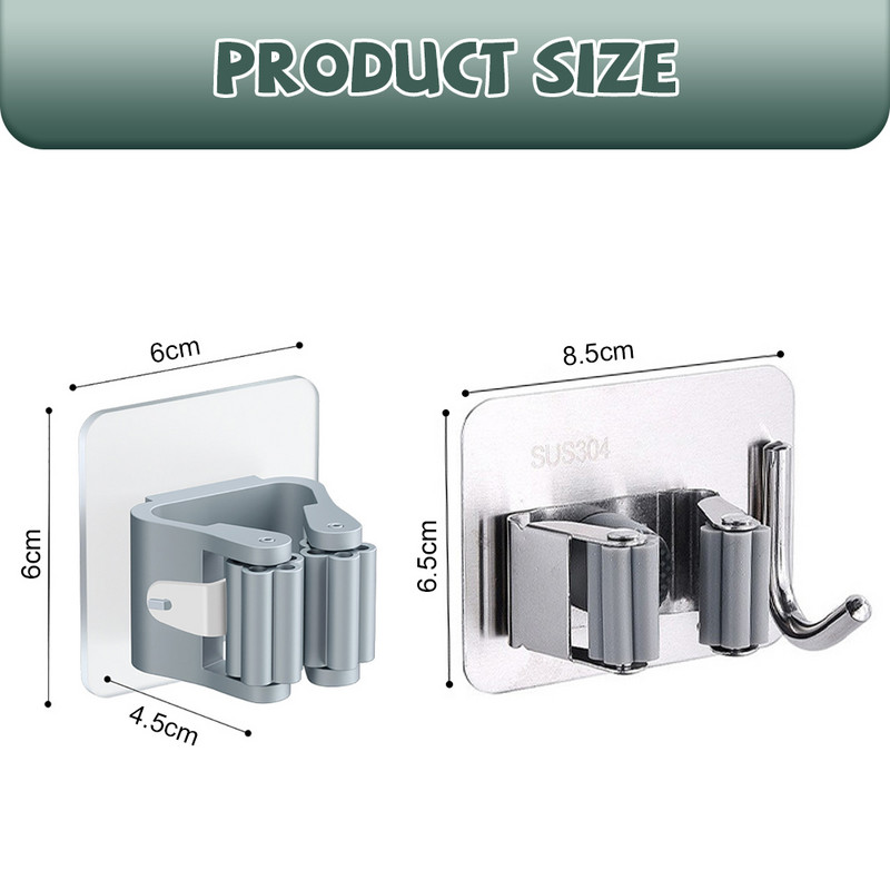 1/3/4Gb daudzfunkcionāli āķi pie sienas stiprināmi mopu uzglabāšanas plaukti slotas pakaramais āķis vannas istabai ūdensizturīgs sienas āķis virtuves glabāšanas rīks