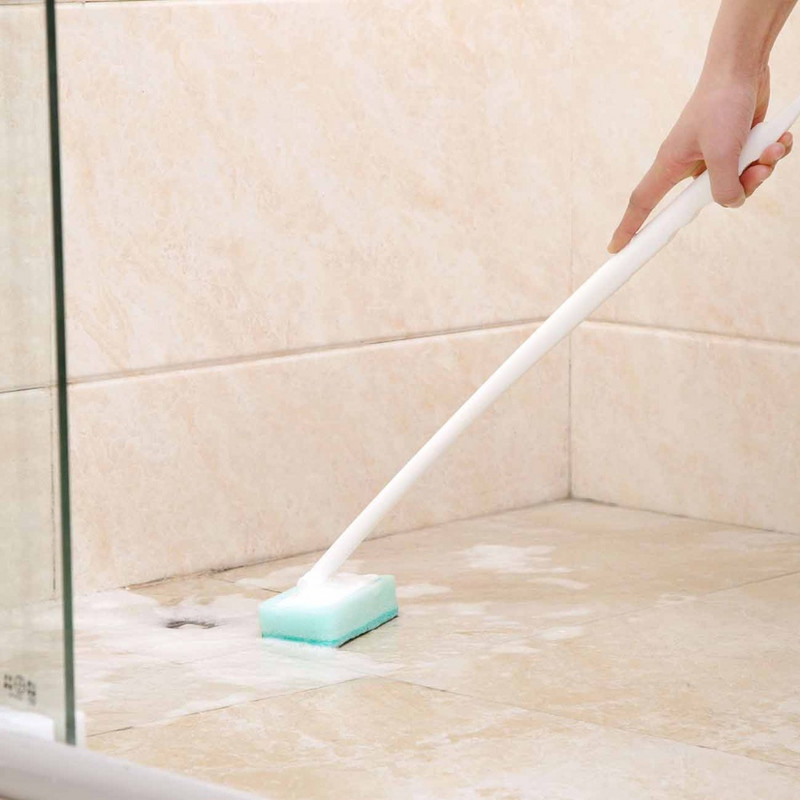 Daugiafunkcinis ilgų rankenų kempinis šepetys Virtuvės vonios kambario valymo kempinės šepetys Plastikinis rankenos kempinės vonios dugnas vonios šepetys