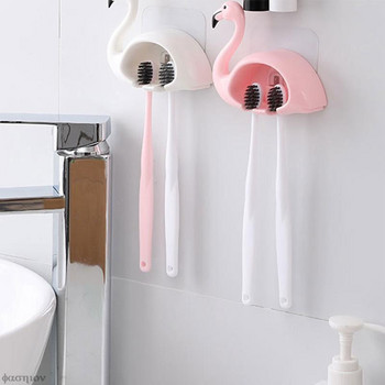 Δημιουργική βάση οδοντόβουρτσας Flamingo χωρίς διάτρηση στον τοίχο Γάντζοι αποθήκευσης για πετσέτες ράφι Αξεσουάρ μπάνιου Kawaii Δώρα για παιδιά