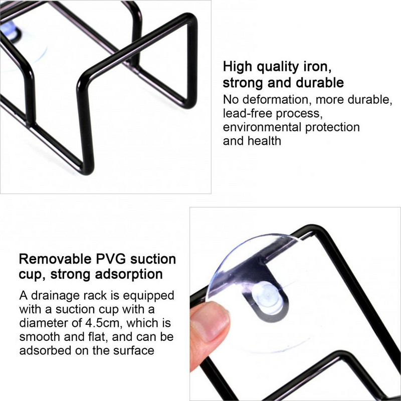 Držač za sušenje za pohranu spužve Metalna usisna čašica Polica za odvod sudopera Polica Razne stvari Sanitarno čisto Praktična izdržljiva polica