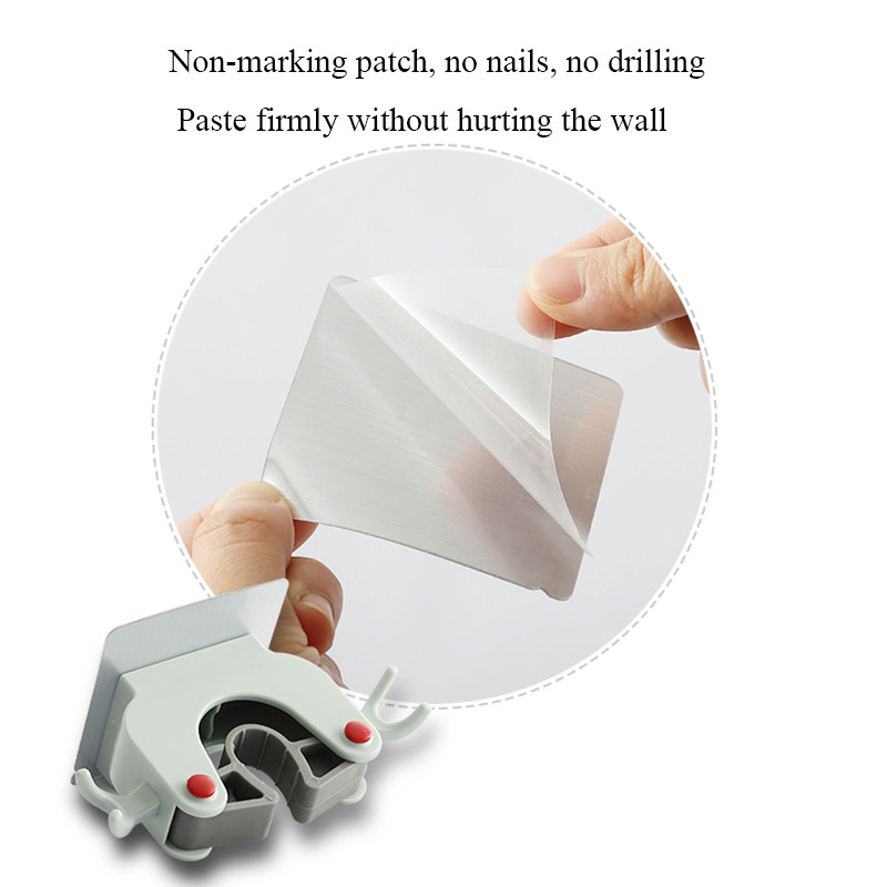 Bešavni držač za brisanje bez noktiju, višenamjenska kuka za pohranu, kupaonska zidna vješalica za metlu, stezaljka za brisanje