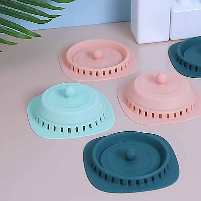 Silikonski čep za kosu za umivaonik 2-u-1 umivaonik za kadu Cjedilo Pod kupaonice Poklopac za odvod kanalizacije u kuhinji Tamnozelena