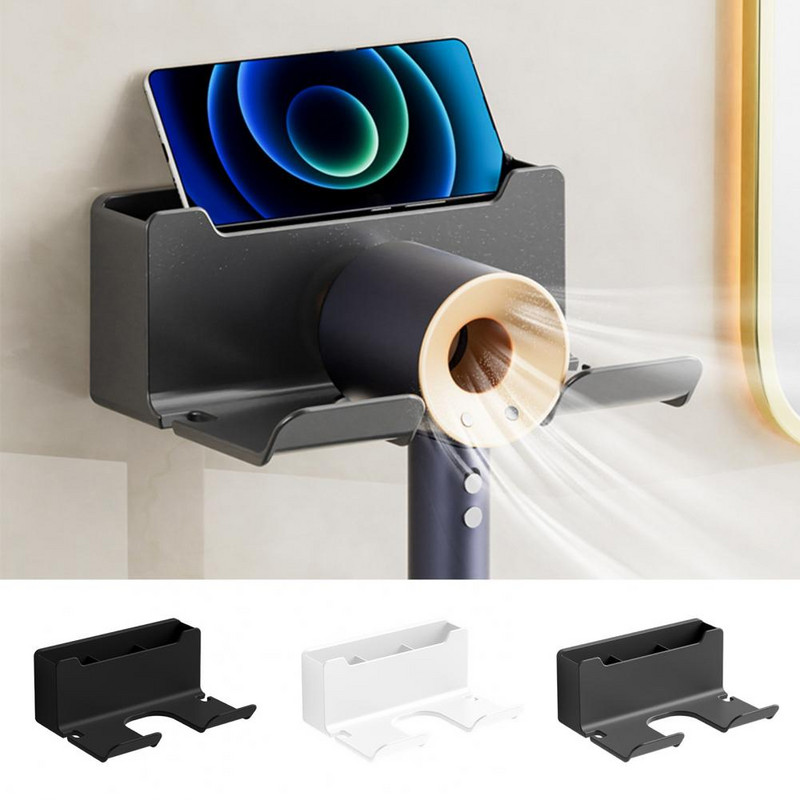 Stalak za puhanje zraka, držač za sušilo za kosu, samoljepljivi, zidni probijač, bez zida za kupaonicu, sa kopčom za utikač za hotel