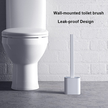 TPR Σετ βούρτσας τουαλέτας σιλικόνης με επίπεδη κεφαλή εύκαμπτη στον τοίχο Μαύρη καθαριστική θήκη για λεκάνη τουαλέτας για μπάνιο τουαλέτας