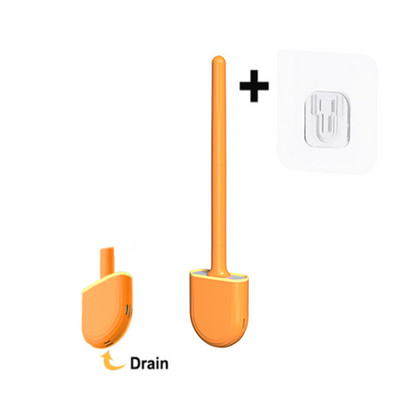 TPR silikonska WC četka s ravnom glavom Fleksibilna zidna crna četka za čišćenje WC školjke Set držača četke za WC kupaonicu