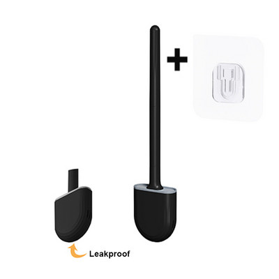 TPR silikonska WC četka s ravnom glavom Fleksibilna zidna crna četka za čišćenje WC školjke Set držača četke za WC kupaonicu