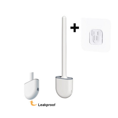 TPR silikonska WC četka s ravnom glavom Fleksibilna zidna crna četka za čišćenje WC školjke Set držača četke za WC kupaonicu