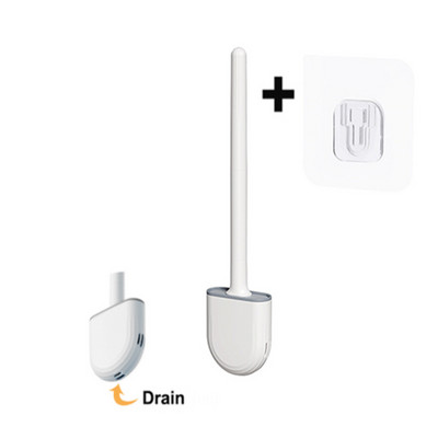 TPR silikonska WC četka s ravnom glavom Fleksibilna zidna crna četka za čišćenje WC školjke Set držača četke za WC kupaonicu