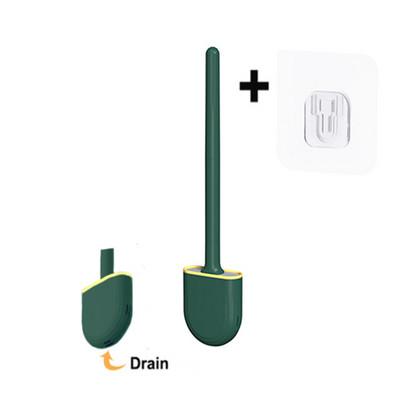 TPR silikonska WC četka s ravnom glavom Fleksibilna zidna crna četka za čišćenje WC školjke Set držača četke za WC kupaonicu