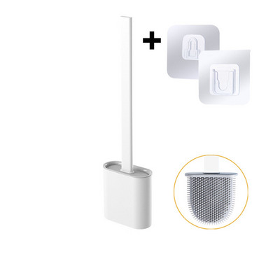 TPR silikonska WC četka s ravnom glavom Fleksibilna zidna crna četka za čišćenje WC školjke Set držača četke za WC kupaonicu