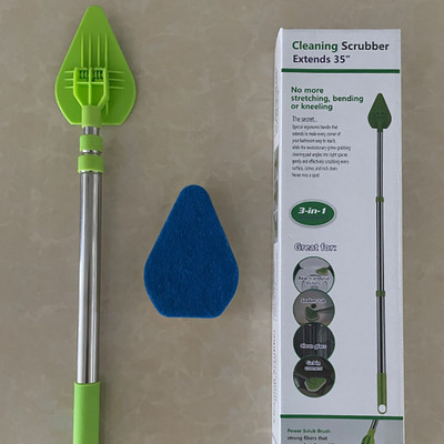 Mājsaimniecības tīrīšanas birste ar garu rokturi Nomainiet noņemamu sūkļa galvu trīsstūra birstei Virtuves sienas izlietnes rīks dušas vanna