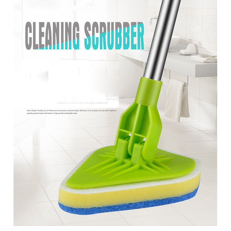 Mājsaimniecības tīrīšanas birste ar garu rokturi Nomainiet noņemamu sūkļa galvu trīsstūra birstei Virtuves sienas izlietnes rīks dušas vanna