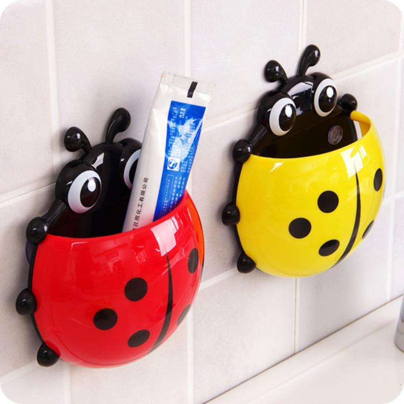 Cute Ladybird Beetle zobu birste Zobu pastas turētājs Uzglabāšanas statīvs Vannas istabas Plaukti Vannas istabas piederumi Держатель зубной щетки 1 PC