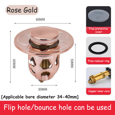 Univerzalni od nehrđajućeg čelika Pop-Up Bounce Core Umivaonik Filter za odvod Hvatač dlaka Cjedilo za tuš Umivaonik Čep za kadu Kupaonski alati
