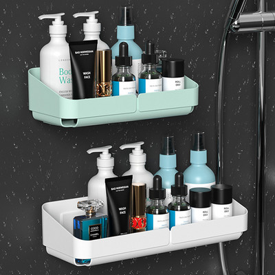 1db tároló állvány polc fali fűszerrendszer kozmetikumokhoz Fürdőszoba fúrás nélkül Konyha Kényelmi zuhanytartozék