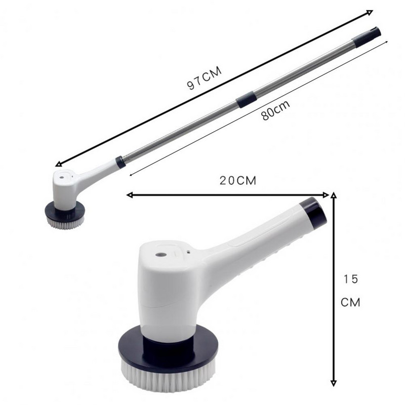 Elektrinis valymo šepetėlis IPX5 vandeniui atsparus šveitimo šepetys, taupantis USB įkrovimo elektrinis besisukantis šveitimo šepetys dulkių valymui