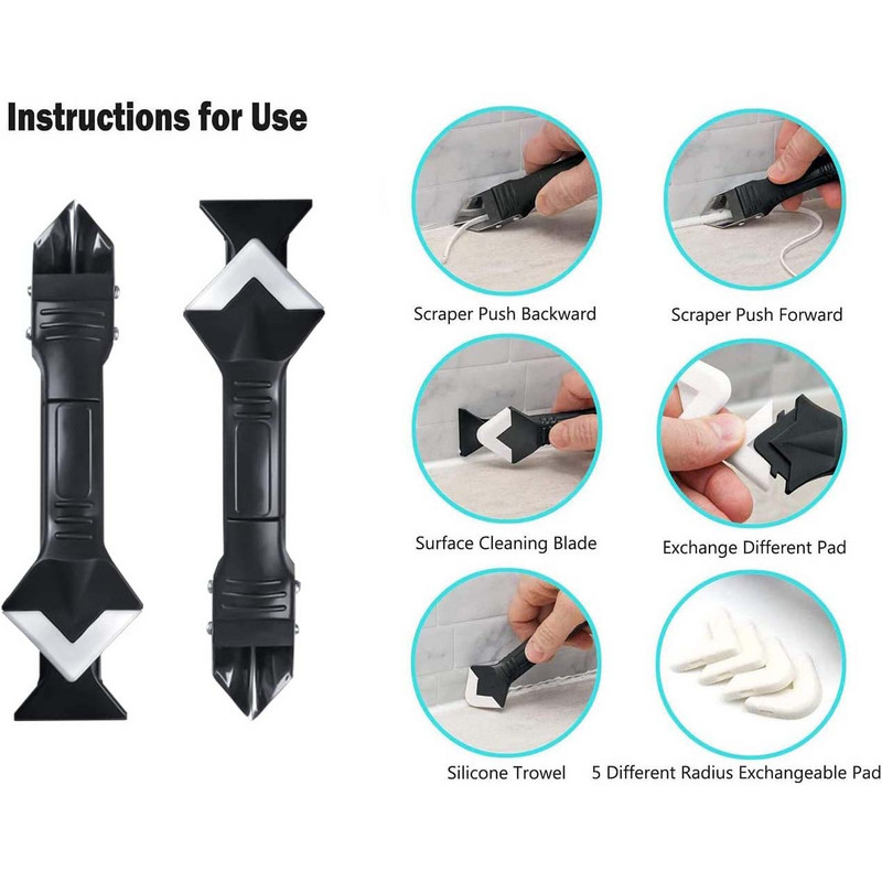 5 u 1 sredstvo za uklanjanje silikona, brtvilo, glatko strugalo, brtvilo, finiš, komplet za fugiranje, alati, set ručnih alata za uklanjanje plijesni s poda, pribor, novo