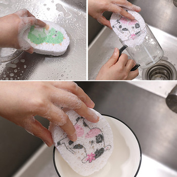 Kawaii Wood Pulp Σφουγγαροθήκες σε σχήμα γάτας Πιάτα κουζίνας Γλάστρες Σκεύη δείπνου Scrubber Εργαλείο καθαρισμού οικιακής χρήσης