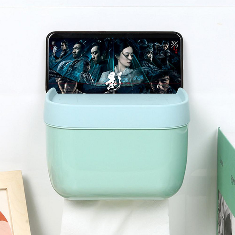 Zidna kutija za toaletni papir bez bušenja Višenamjenska samoljepljiva kutija za maramice PP izdržljiva vodootporna kutija za toaletne maramice za kupaonicu