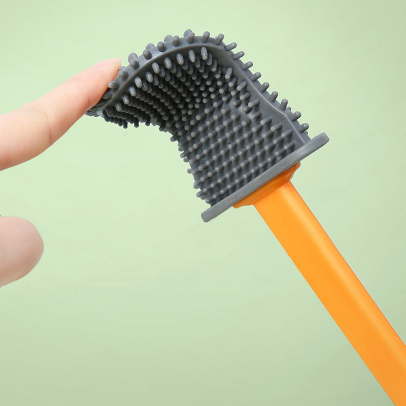 Duga ručka Silikonska ravna WC četka s držačem u obliku školjke Čišćenje mrtvog kuta Kompleti kupaonskog pribora Alati bez bušenja