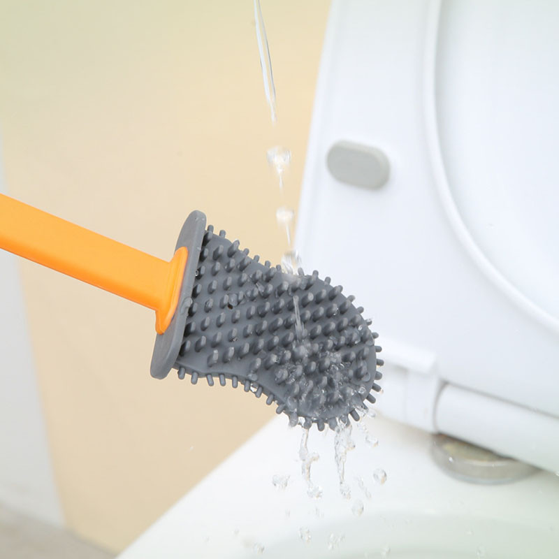 Duga ručka Silikonska ravna WC četka s držačem u obliku školjke Čišćenje mrtvog kuta Kompleti kupaonskog pribora Alati bez bušenja
