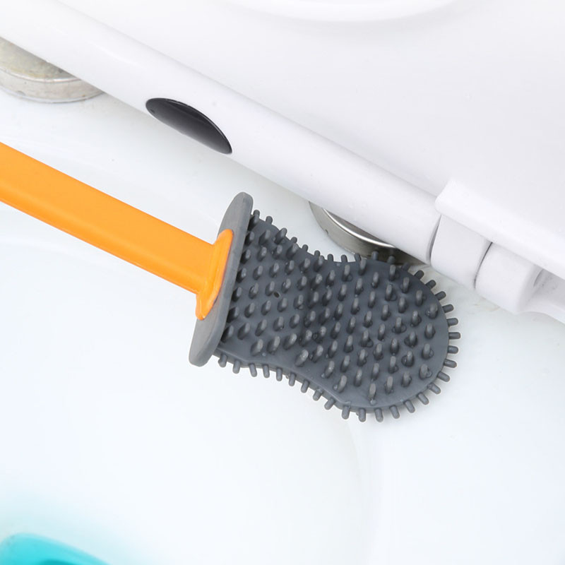 Duga ručka Silikonska ravna WC četka s držačem u obliku školjke Čišćenje mrtvog kuta Kompleti kupaonskog pribora Alati bez bušenja