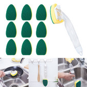 Szappan adagoló edénytisztító kefe készlet Mosogató nyél Szivacs cserefej Konyhai mosogató súroló tisztítóeszköz