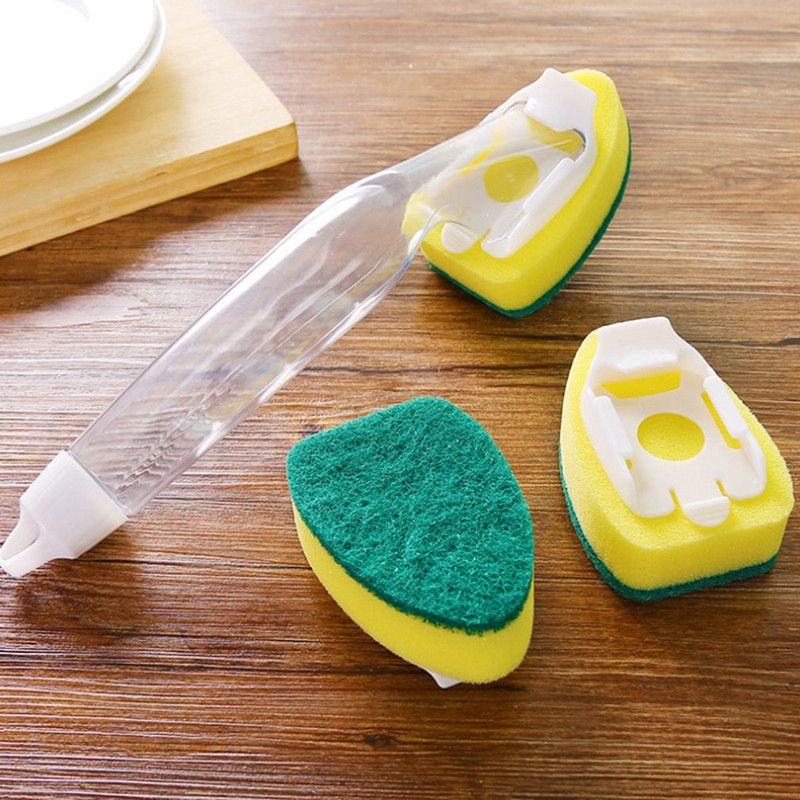 Szappan adagoló edénytisztító kefe készlet Mosogató nyél Szivacs cserefej Konyhai mosogató súroló tisztítóeszköz