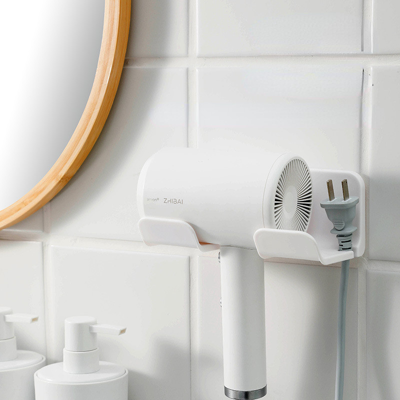 Kupaonski zidni držač za sušilo za kosu Stalak za pohranu Samoljepljive plastične police za kupaonicu u kućanstvu