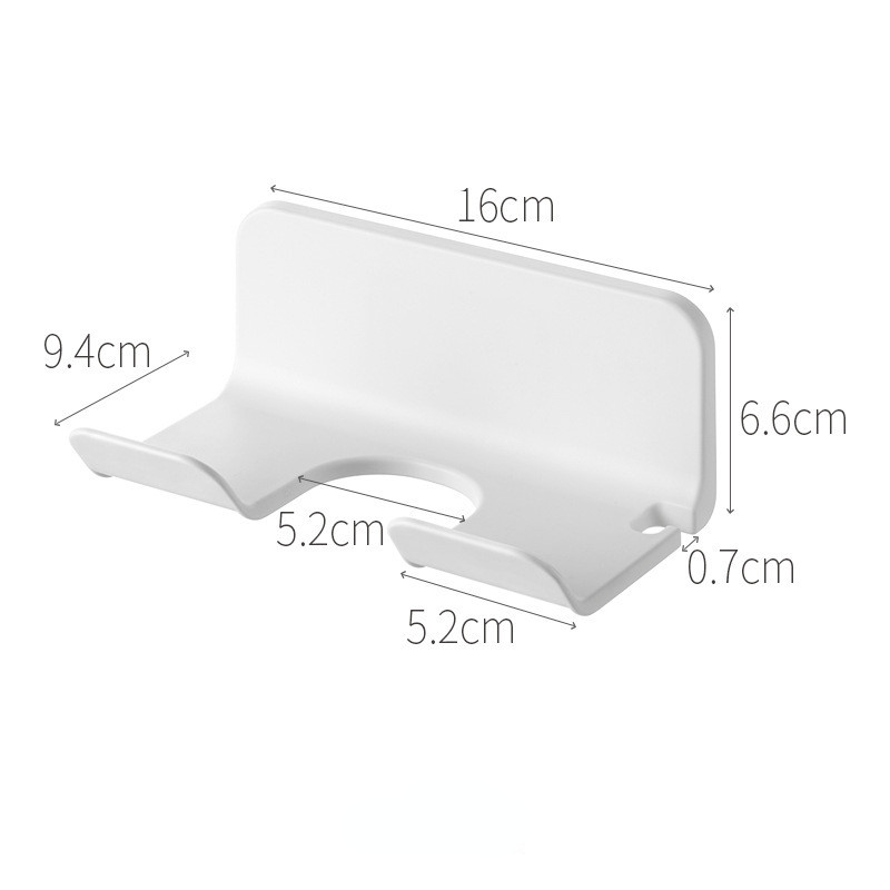 Kupaonski zidni držač za sušilo za kosu Stalak za pohranu Samoljepljive plastične police za kupaonicu u kućanstvu