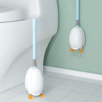 Нов комплект силиконови четки за тоалетна Сладка патица за гмуркане, монтирана на стена, стояща на пода, дълга дръжка, Дълбоко почистване на баня TPR аксесоари