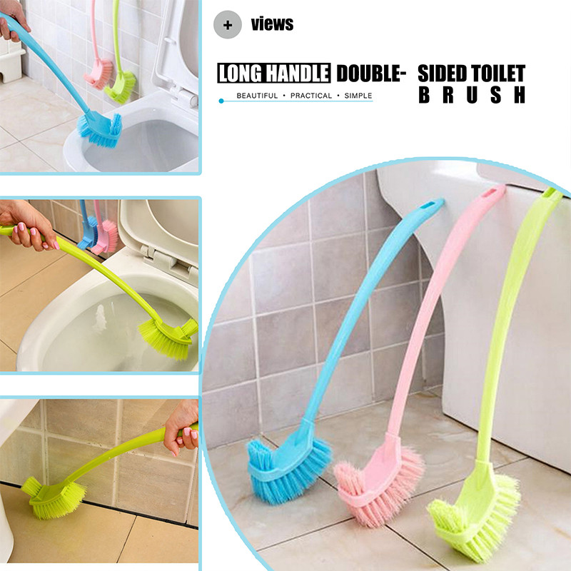 Καθαρή βούρτσα τουαλέτας Πλαστική μακριά λαβή διπλής όψης νεκρή γωνία Μαλακά μαλλιά Καθαρισμός τουαλέτας Βούρτσες με καμπυλωτό διάκενο δαπέδου Εργαλείο καθαρισμού