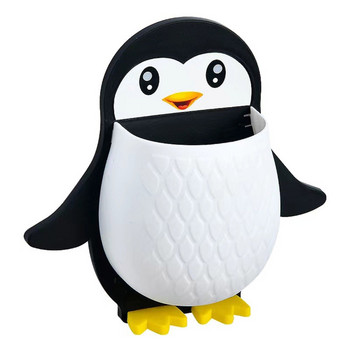 Държач за съхранение на царевица с анимационен пингвин Стенен органайзер за четка за зъби за дома, спалнята, кухнята, банята, многофункционалните държачи