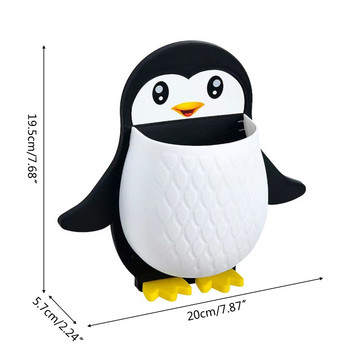 Държач за съхранение на царевица с анимационен пингвин Стенен органайзер за четка за зъби за дома, спалнята, кухнята, банята, многофункционалните държачи