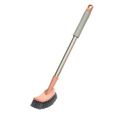 Vannas istabas tualetes podu birste ar plastmasas garu pretslīdes rokturi, izliektu tīrītāju sienai piekarināms skruberis dziļai tīrīšanai