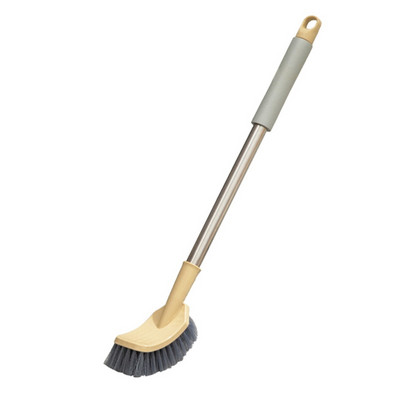 Vannas istabas tualetes podu birste ar plastmasas garu pretslīdes rokturi, izliektu tīrītāju sienai piekarināms skruberis dziļai tīrīšanai