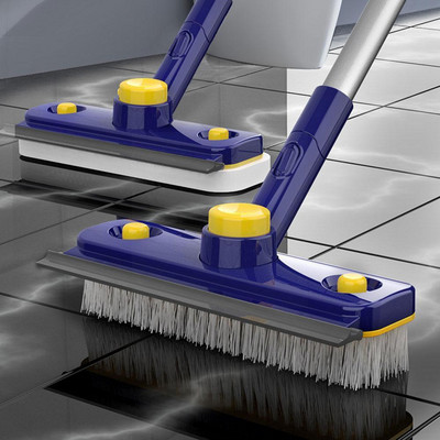 Четка за почистване на под 2 в 1 с чистачка, регулируема V-образна форма с четка за почистване на пода в банята, кухня, метла с дълга дръжка Cre G2J7